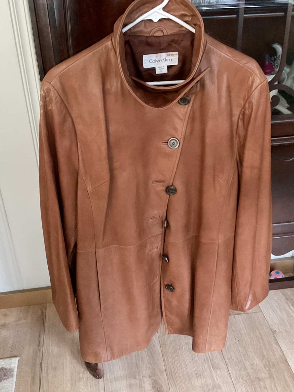 Calvin Klein Leather Jacket in Brown